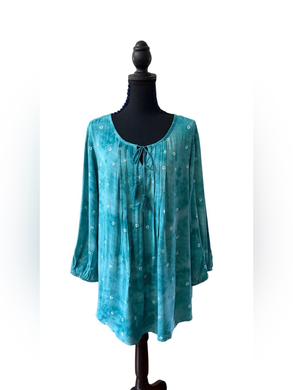 Sonoma Teal Tie-Front Peasant Tunic